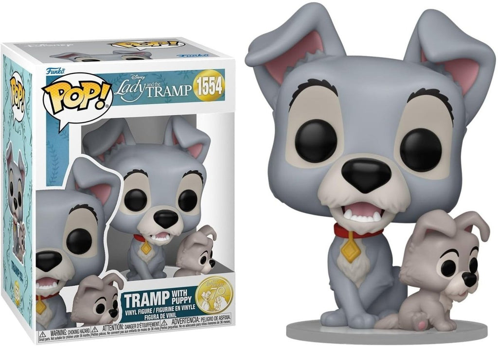 POP! Disney: A Dama e o Vagabundo – Tramp com Cachorrinho (9 cm) - Colecionáveis - Funko