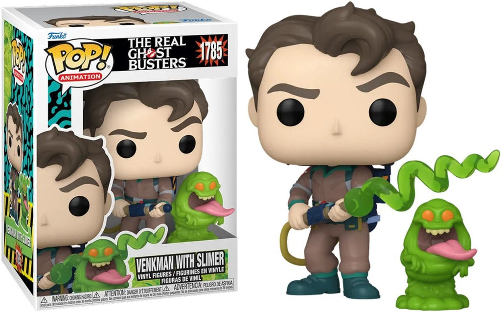 POP! & Buddy – The Real Ghostbusters: Dr. Peter Venkman com Slimer 9 cm - Colecionáveis - Funko