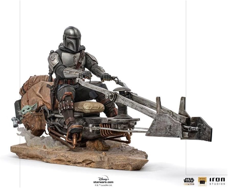 Estátua Deluxe Iron Studios: The Mandalorian em Speederbike - Escala 1/10 - Colecionáveis - Iron Studios