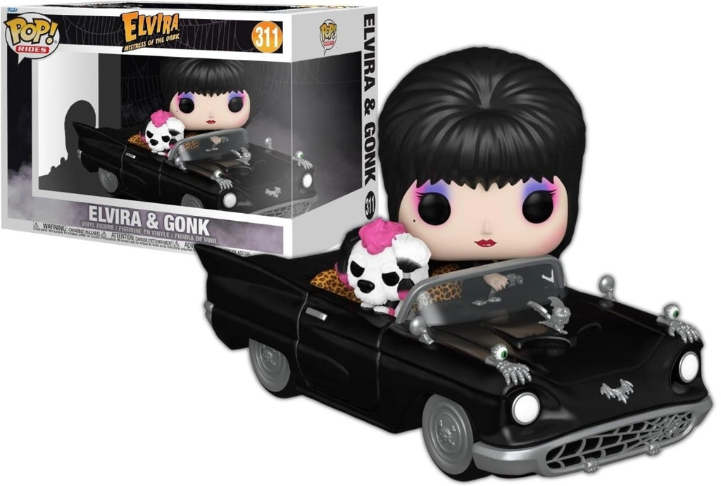 POP! Rides Deluxe: Elvira com Gonk no Macabre Mobile 15 cm - Colecionáveis - Funko