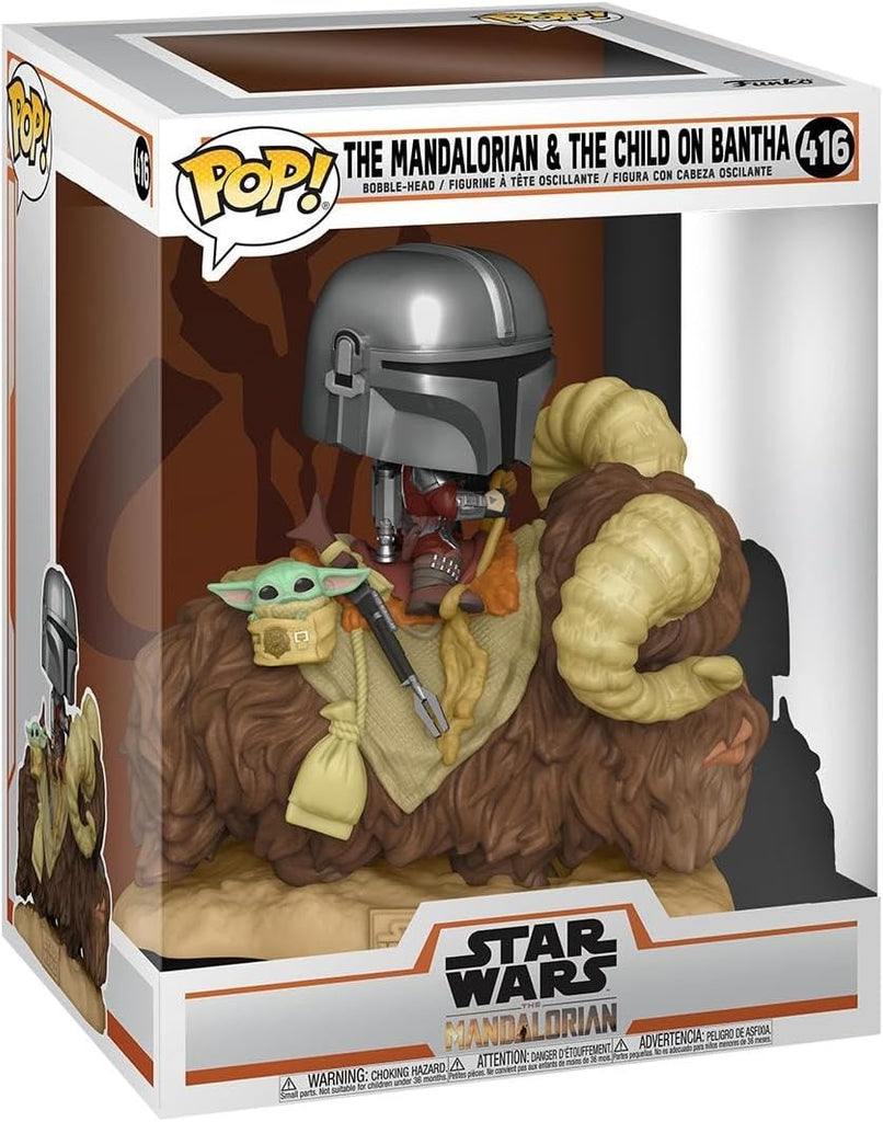 POP! Star Wars: The Mandalorian - Mando On Bantha with Grogu 18 cm - Colecionáveis - Funko