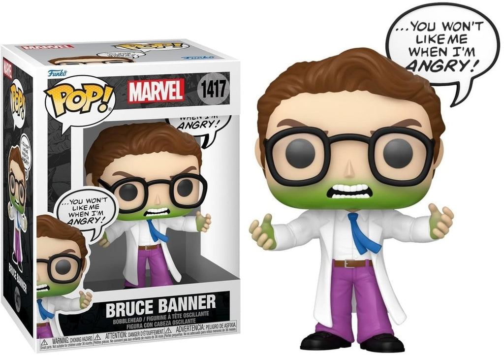 POP! Marvel - Bruce Banner Hulk (Don't Make Me Angry) 9 cm - Colecionáveis - Funko