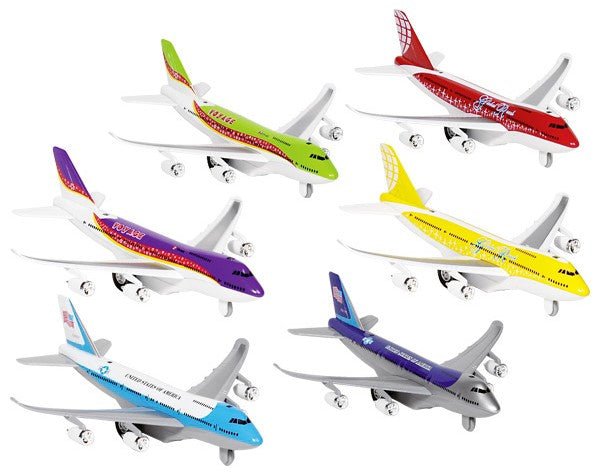 Avião Pull Back Miniatura 18cm C/luzes E Som Sortido Goki 12143 - Toys - GOKI