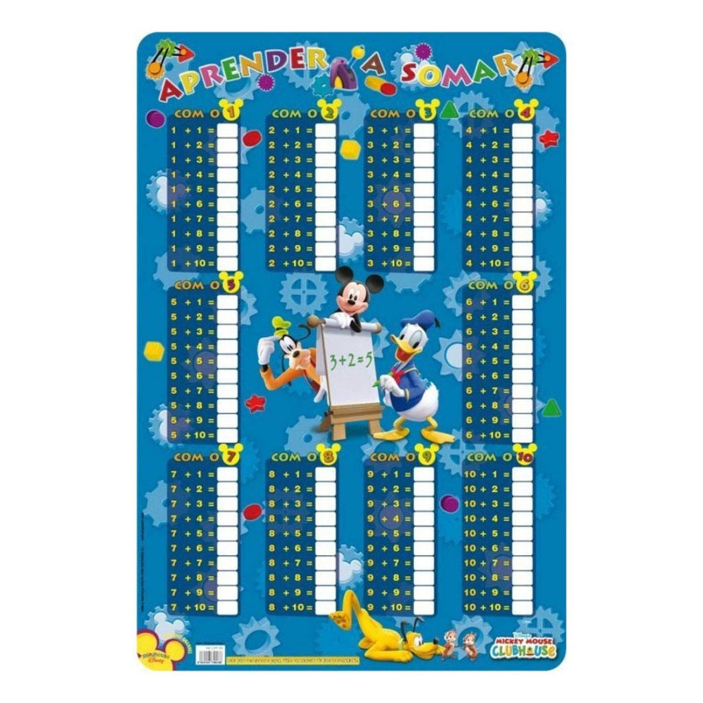 Base Didática Aprender a Somar Mickey Clubhouse 60x40cm - Papelaria - erik