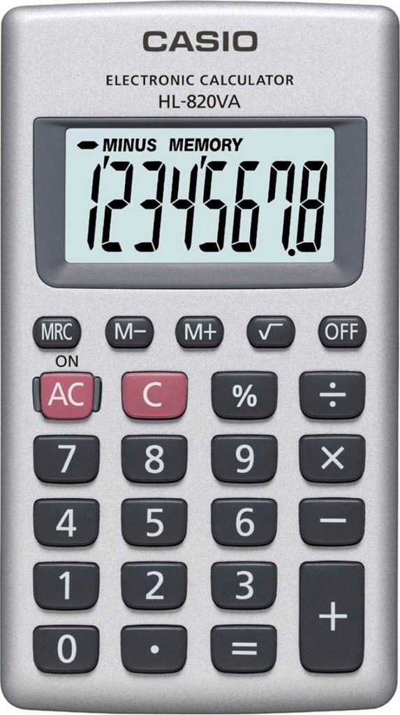 Calculadora de Bolso Casio HL - 820VA Prateado - 8 Dígitos - Papelaria - Casio