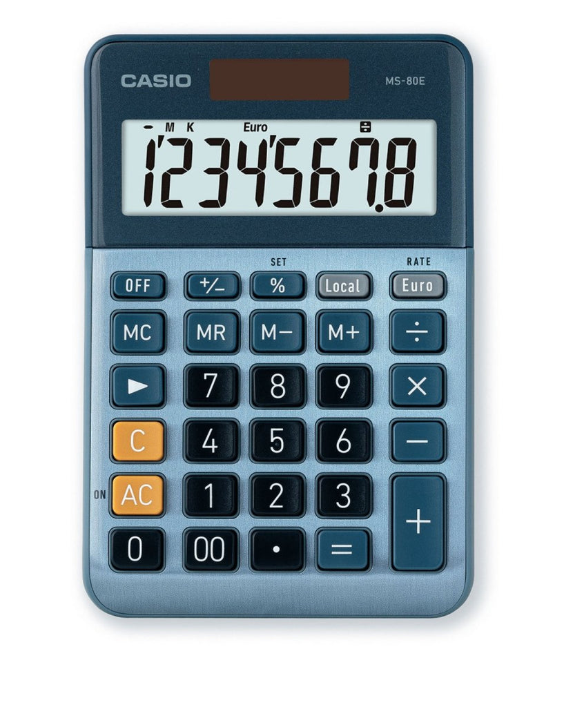 Calculadora de Secretária Casio MS - 80E Azul com 8 Dígitos - Papelaria - Casio