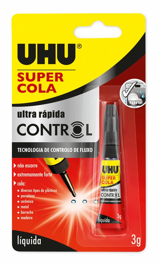 Cola Instantânea UHU Super Cola Control 3g - Fixação Precisa e Rápida - Papelaria - UHU
