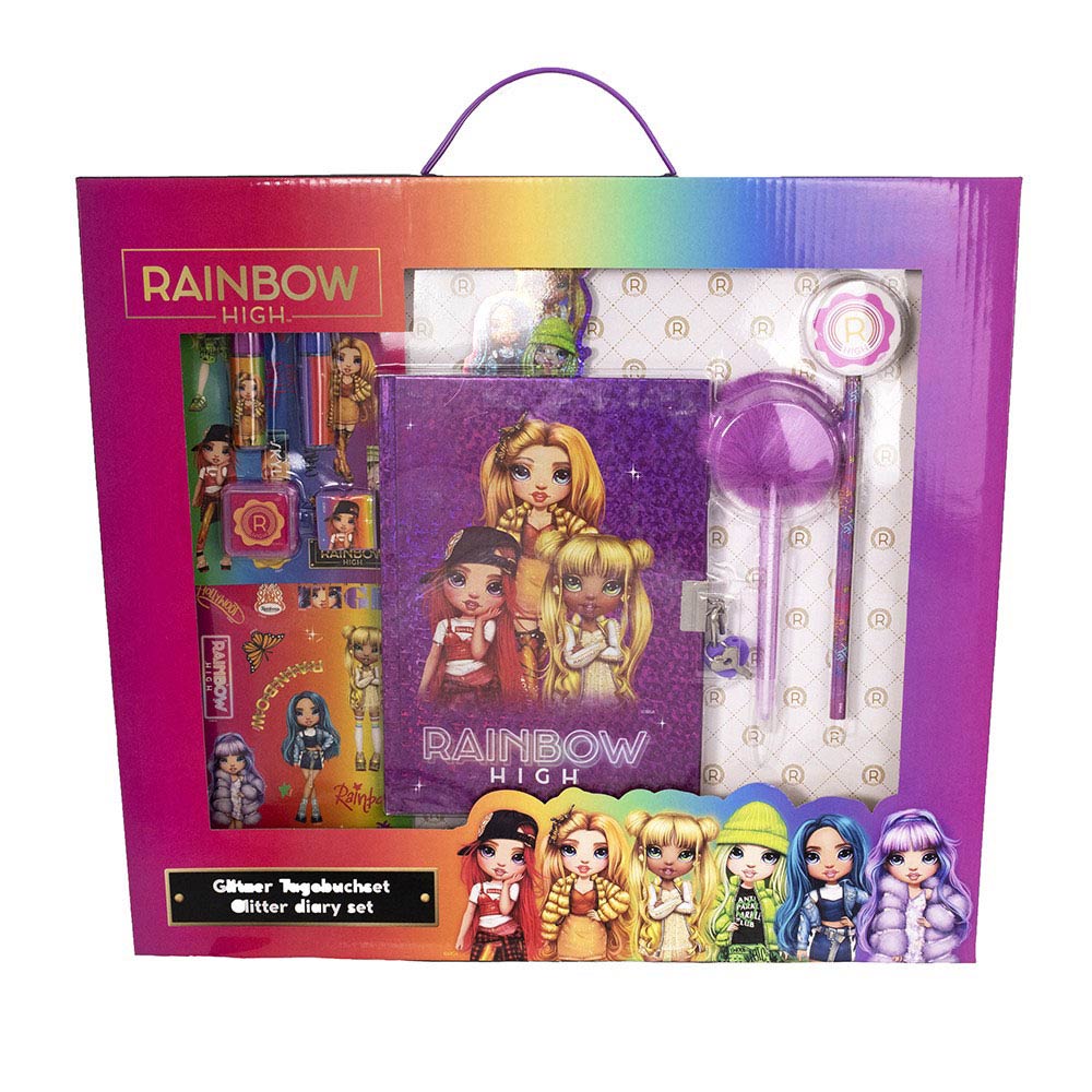 Conjunto Diário Glitter Rainbow High RHOF4470 - Papelaria - RAINBOW HIGH