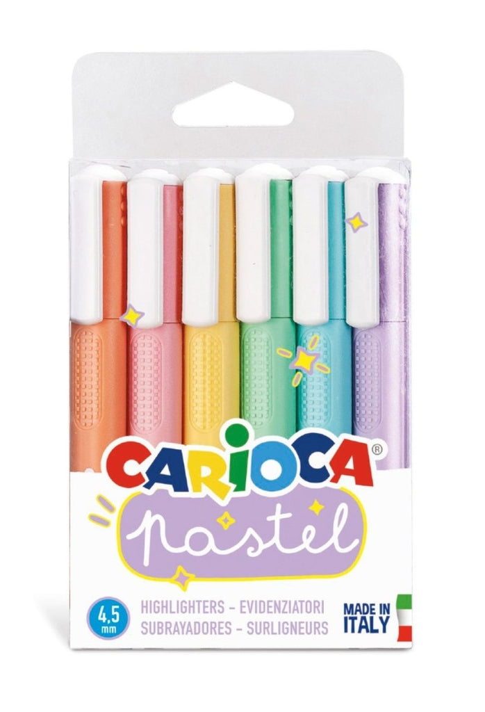 Conjunto de Sublinhadores Carioca Pastel c/ Clip Blister c/ 6 Unidades - Papelaria - CARIOCA