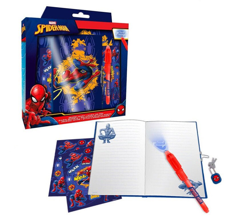 Diário + Esferográfica Mágica Marvel Spider - Man Sp50069 - Papelaria - MARVEL