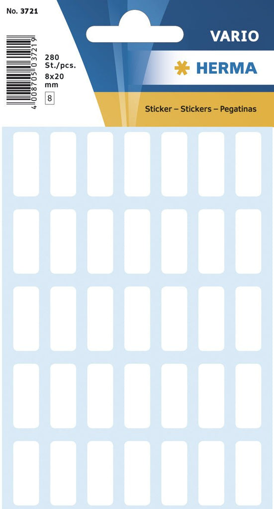 Etiquetas Adesivas 8x20mm Branco 8fl (280 Un) Blister Herma 3721 - Papelaria - HERMA