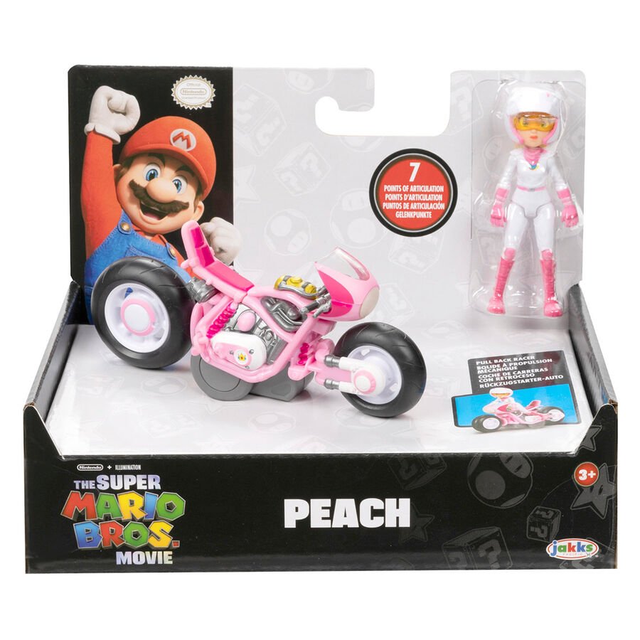 Figura Peach com Moto Kart - Mario Kart The Movie - 7cm - Toys - Jakks Pacific