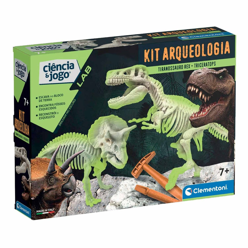 Kit Arqueologia Tiranossauro Rex + Triceratops Clementoni Ciência & Jogo 67329 - Toys - Clementoni