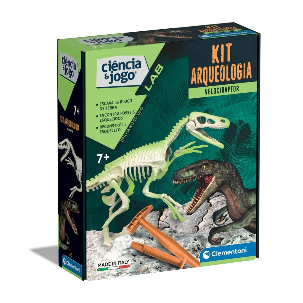 Kit Arqueologia Velociraptor Clementoni Ciência & Jogo 67737 - Desenterre e Explore - Toys - Clementoni
