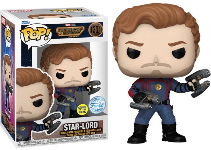 POP! Marvel Guardiões da Galáxia Star - Lord Exclusive 9cm - Glow in the Dark - Colecionáveis - Funko