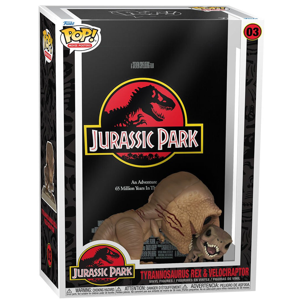 POP! Movie Poster Jurassic Park Tyrannosaurus Rex and Velociraptor - Toys - Funko