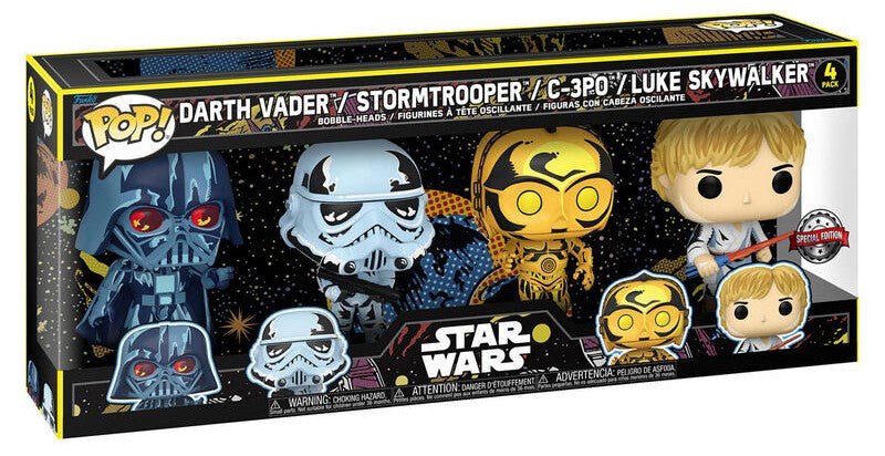 POP! Movies Star Wars Vinyl Figure 4 - Pack Retro Exclusive Series 9 cm - Colecionáveis - Funko