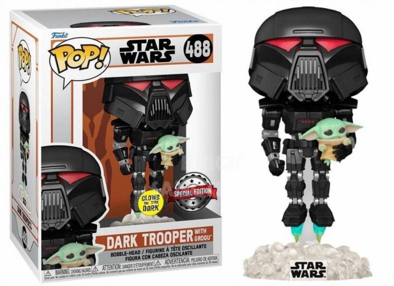 POP! Star Wars: Mandalorian Exclusive Vinyl Figure Dark Trooper w/ Child 9 cm - Toys - Funko