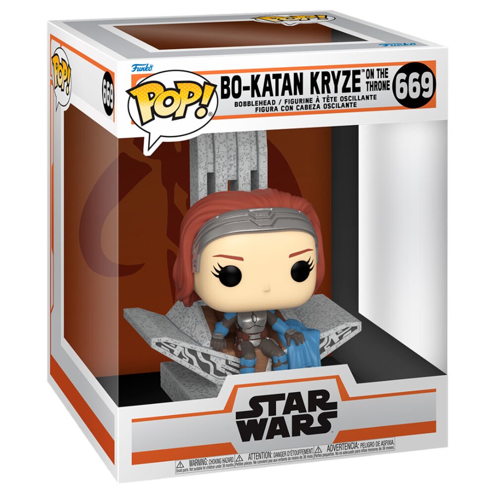 POP! Star Wars: The Mandalorian Deluxe Vinyl Figure Bo Katan with Throne 9 cm - Colecionáveis - Funko