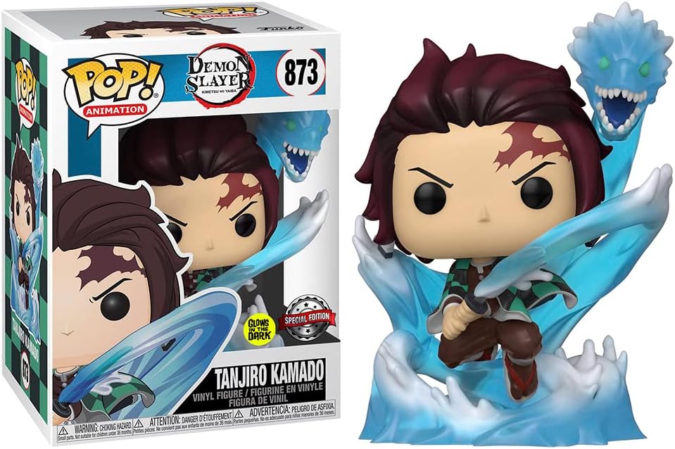 POP! Animation Demon Slayer Tanjiro com Dragão (Exclusive) (Glow) 9 cm - Colecionáveis - Funko