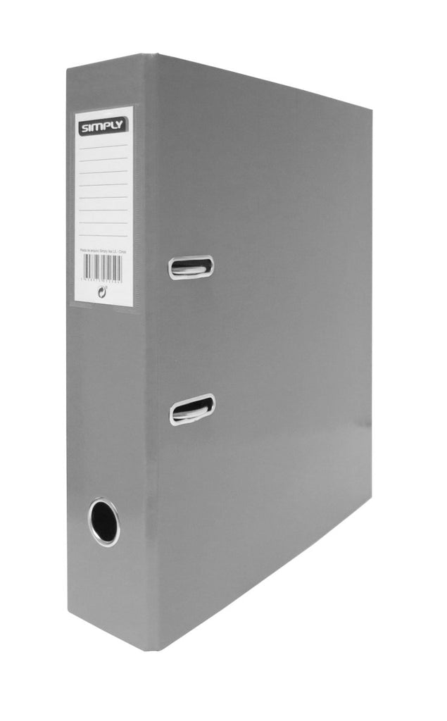 Pasta De Arquivo Simply A4 Comercial L/80mm 2 Argolas Cinza - Papelaria - SIMPLY