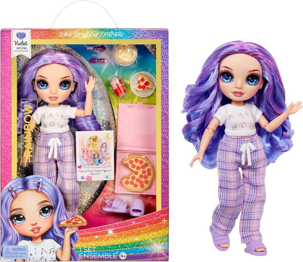 Rainbow High Junior High PJ Party Violet – Boneca Articulada de 22 cm - Toys - MGA