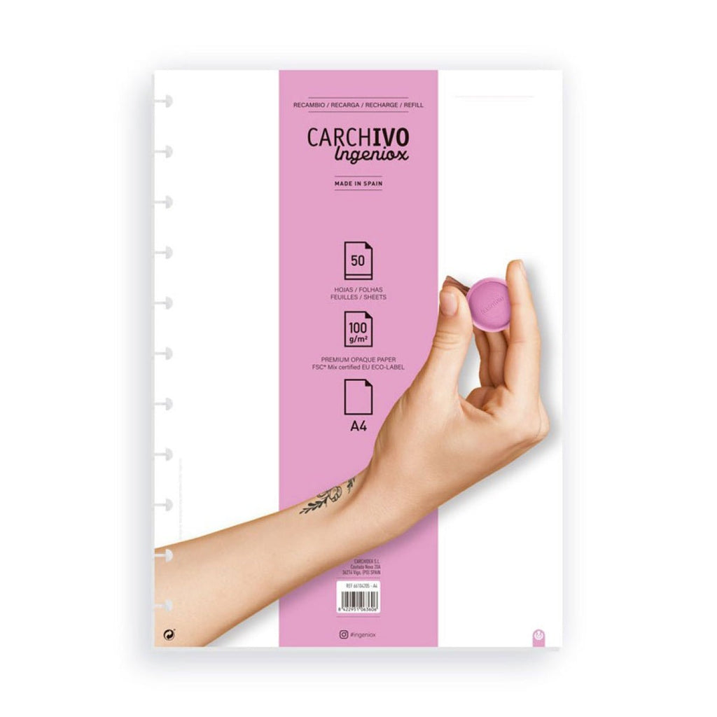 Recarga A4 para Caderno Ingeniox Liso 50 Folhas - Papelaria - Ingeniox