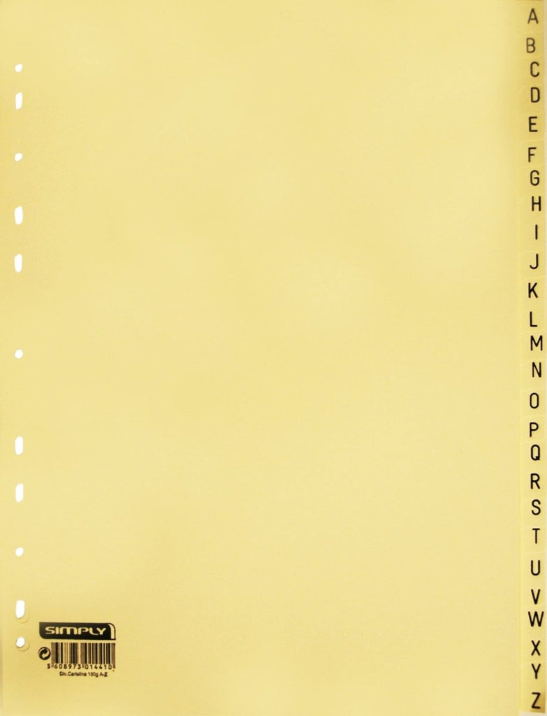 Separador de Cartolina A4 Alfabético A - Z Simply Bege - Papelaria - SIMPLY