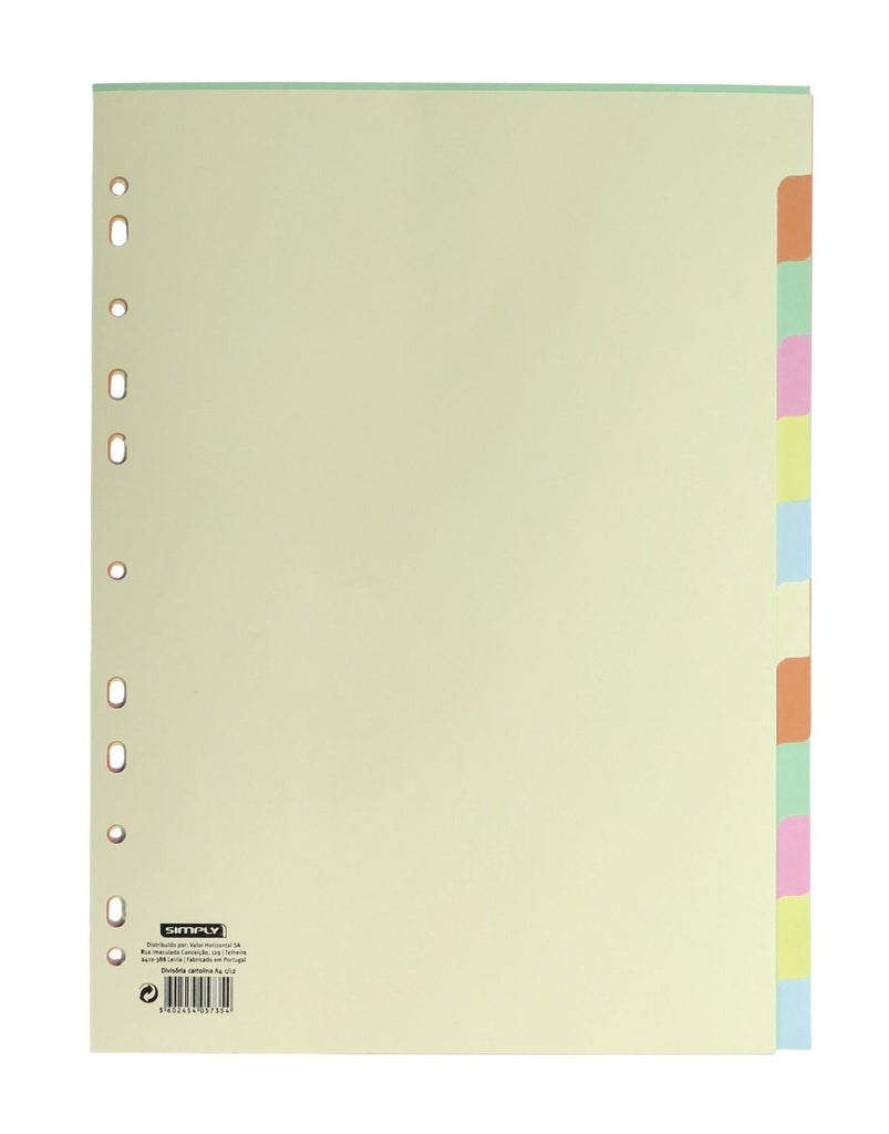 Separador de Cartolina A4 com 12 Posições Simply - Papelaria - SIMPLY