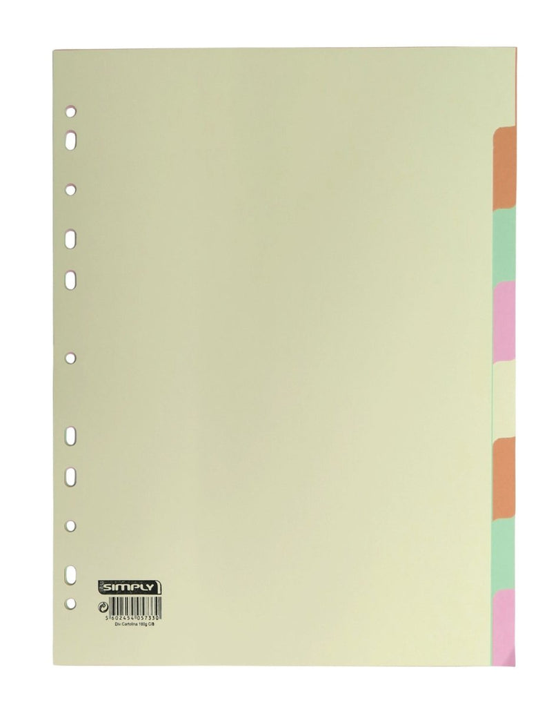 Separador de Cartolina A4 com 8 Posições Simply - Papelaria - SIMPLY