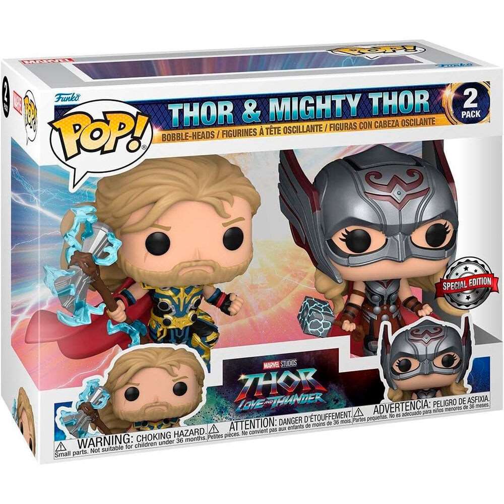 Thor: Love and Thunder POP! Vinyl Figures 2 - Pack Thor & Mighty Thor 9 cm - Colecionáveis - Funko