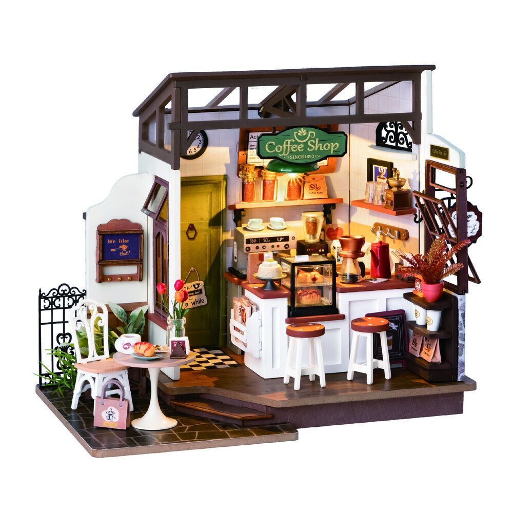 Coffee Shop Model — Miniatura DIY Rolife (183 peças) - Jogos e Puzzles - Robotime