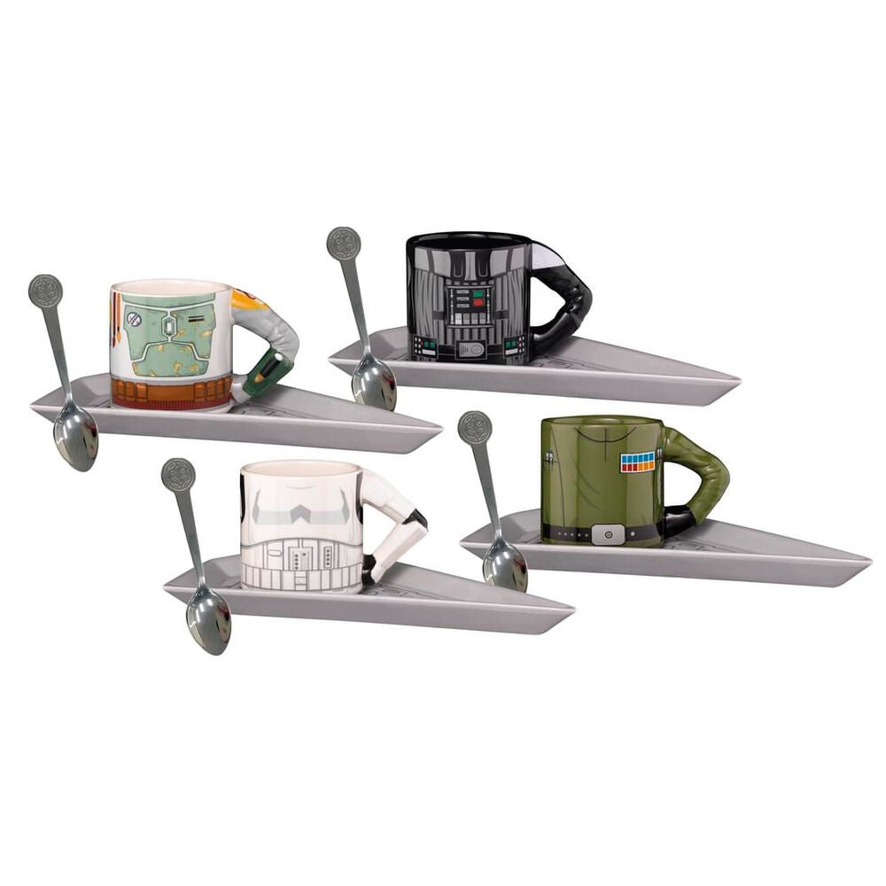 Conjunto de Café Espresso Star Wars Empire | 4 Chávenas, Pires e Colheres - Colecionáveis - EXQUISITE GAMING