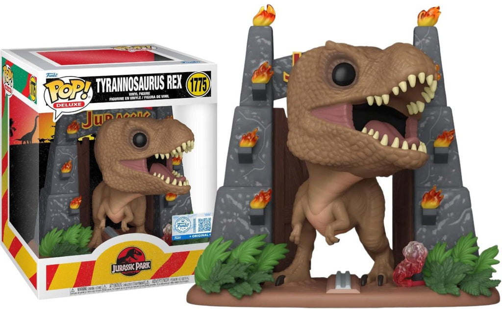 POP! Deluxe – Jurassic Park T‑Rex com Portões Exclusivo 15 cm - Colecionáveis - Funko
